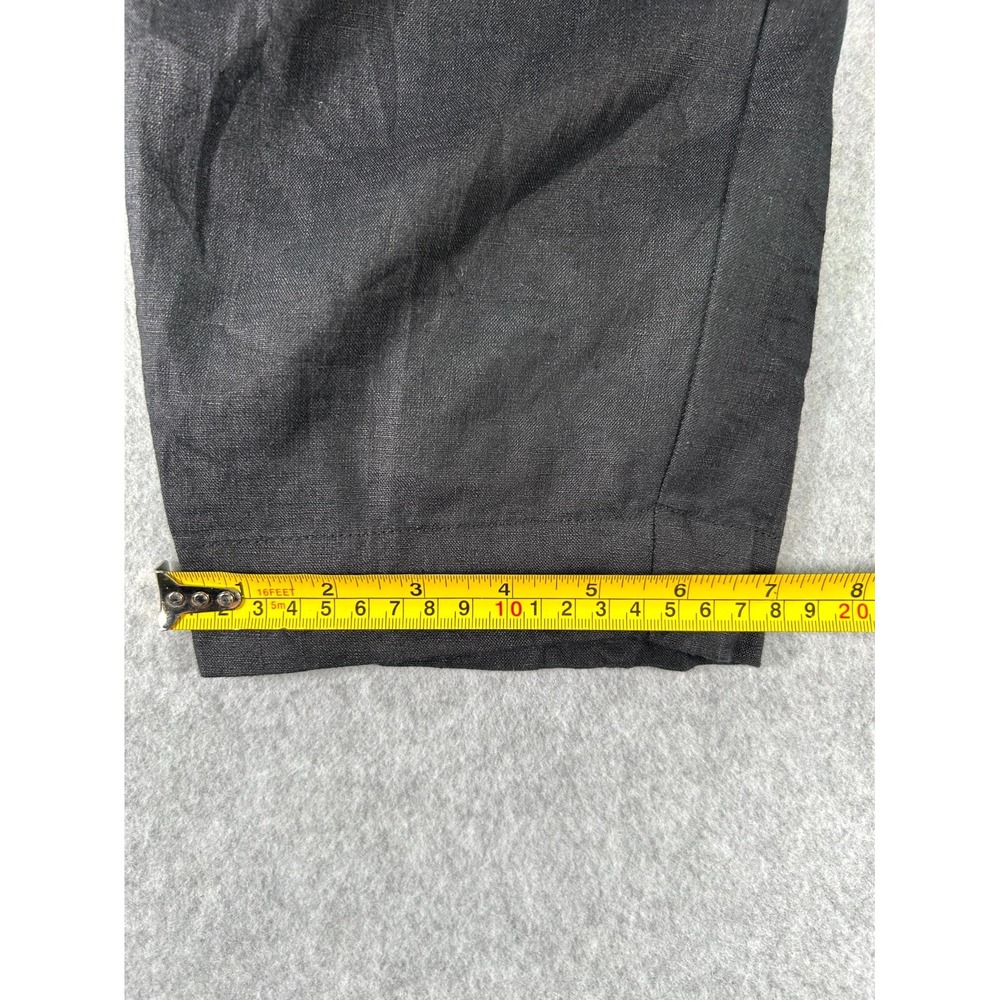 Sisley Linen Pants Women's 8 Black Regular Fit Comfortable High Waisted Pull On - Picture 14 of 16